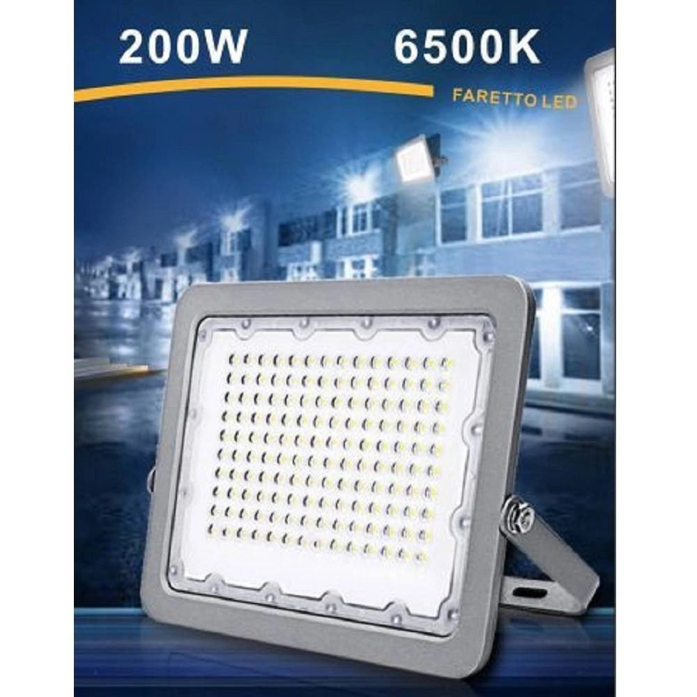 Trade Shop - Faro Led 200w Ultra Slim Esterno Grigio Ip65 Luce 6500k 4000k 3000k Fs200w-g5 -