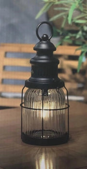 Lanterna a Led in Metallo Antico con Vetro - Lampada da Esterno Decorativa