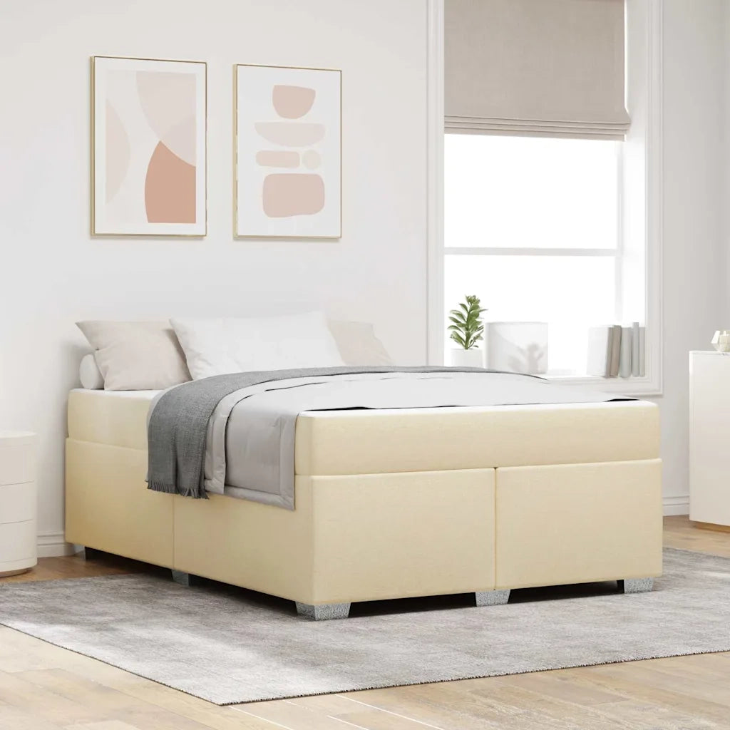 Struttura del letto con materasso Crema 140 x 200 cm Tessuto