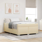 Struttura del letto con materasso Crema 140 x 200 cm Tessuto