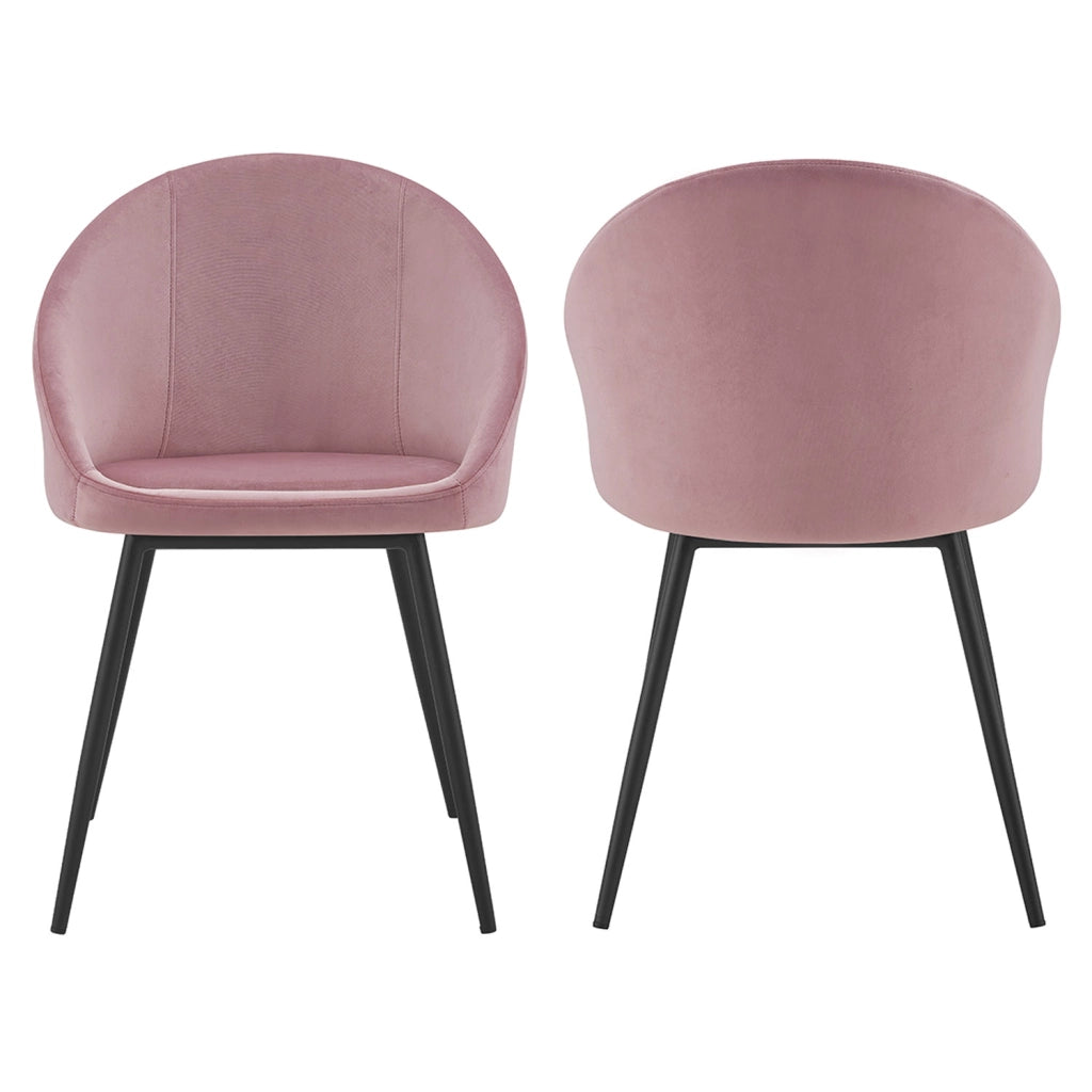 Set di 2 sedie vintage DIANE in velluto rosa