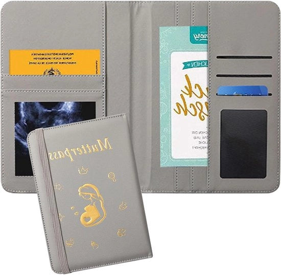 Casella di protezione per passaporto con tessuto di pelle artistica, contenitore per carte di assicurazione, immagini ultrasoniche e passaporto di vaccinazione