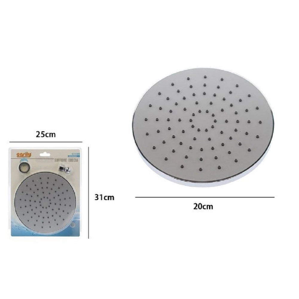 Trade Shop - Soffione Per Doccia Rotondo Diametro 20 Cm Ugelli Fori Bagno Miscelatore 79526 -