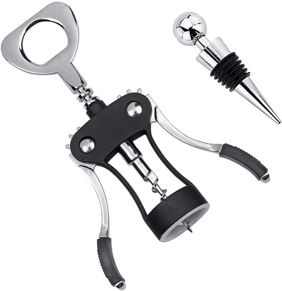 Corkscrew multifunzionale - Adatto per bottiglia di vino e birra - Nero