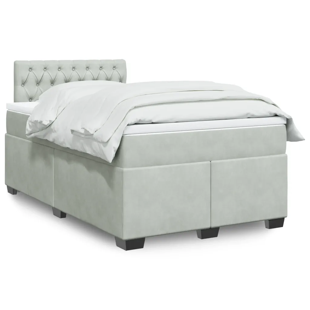 Giroletto a Molle con Materasso Grigio Chiaro 120x200cm Velluto 3288588