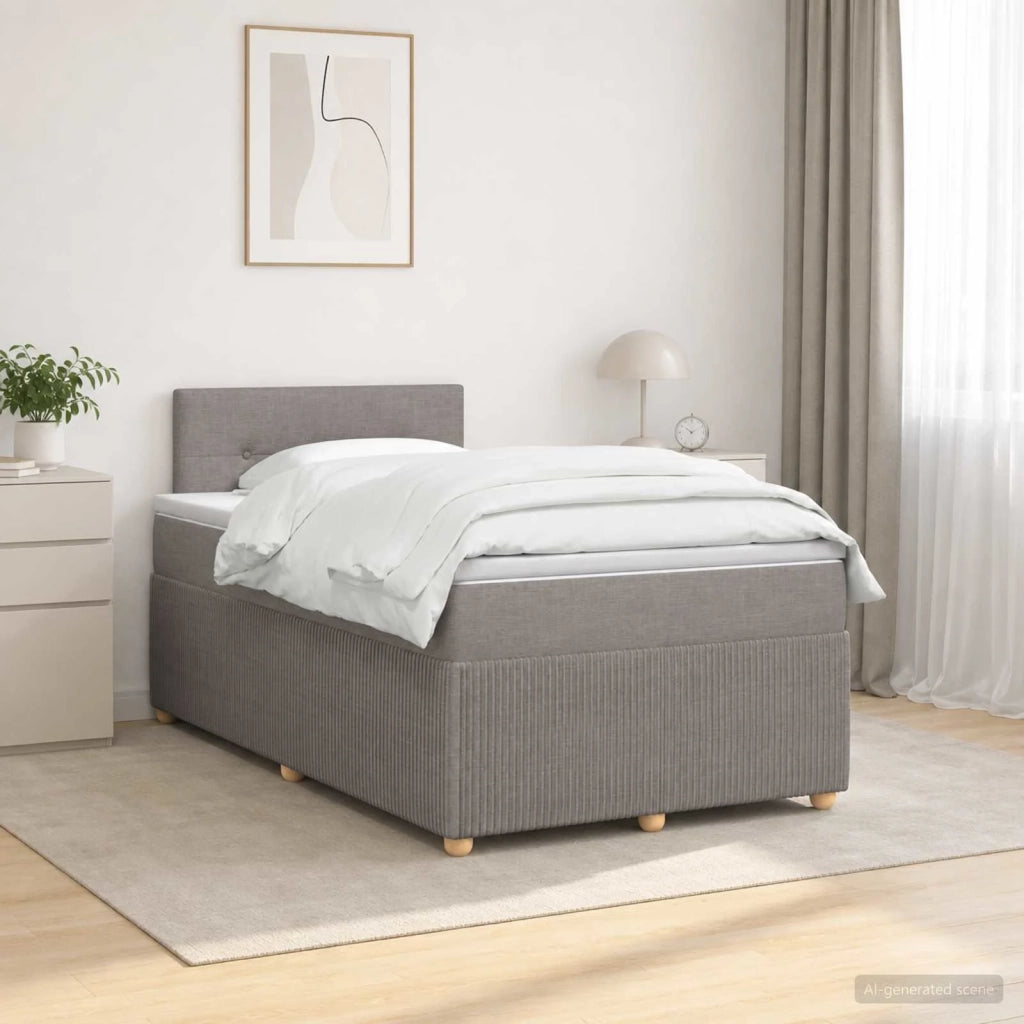 Letto box spring con materasso Tortora 120 x 190 cm Tessuto 3451423