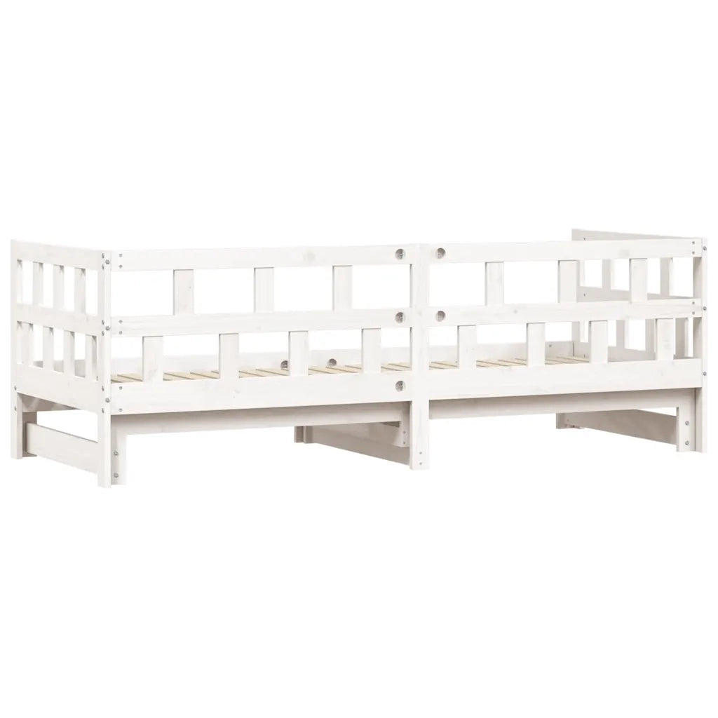 Divano Letto con Letto Estraibile-Sofa Letto-Daybed Bianco 80x200cm Massello Pino 940231