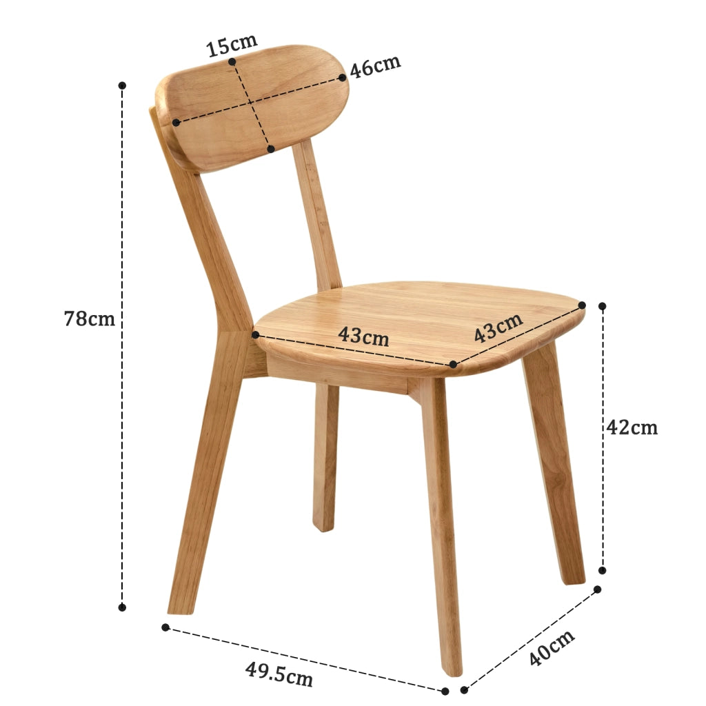 SEDIA da pranzo Set da 2 pezzi in legno massello colore legno