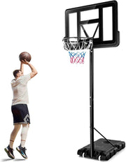 Canestro da Basket Portatile per Adulti, Canestro Basket Regolabile in Altezza 1,3M-3,05M con Ruote Tabellone Infrangibile e Retina Durevole, Adatto a Interno Esterno, Nero