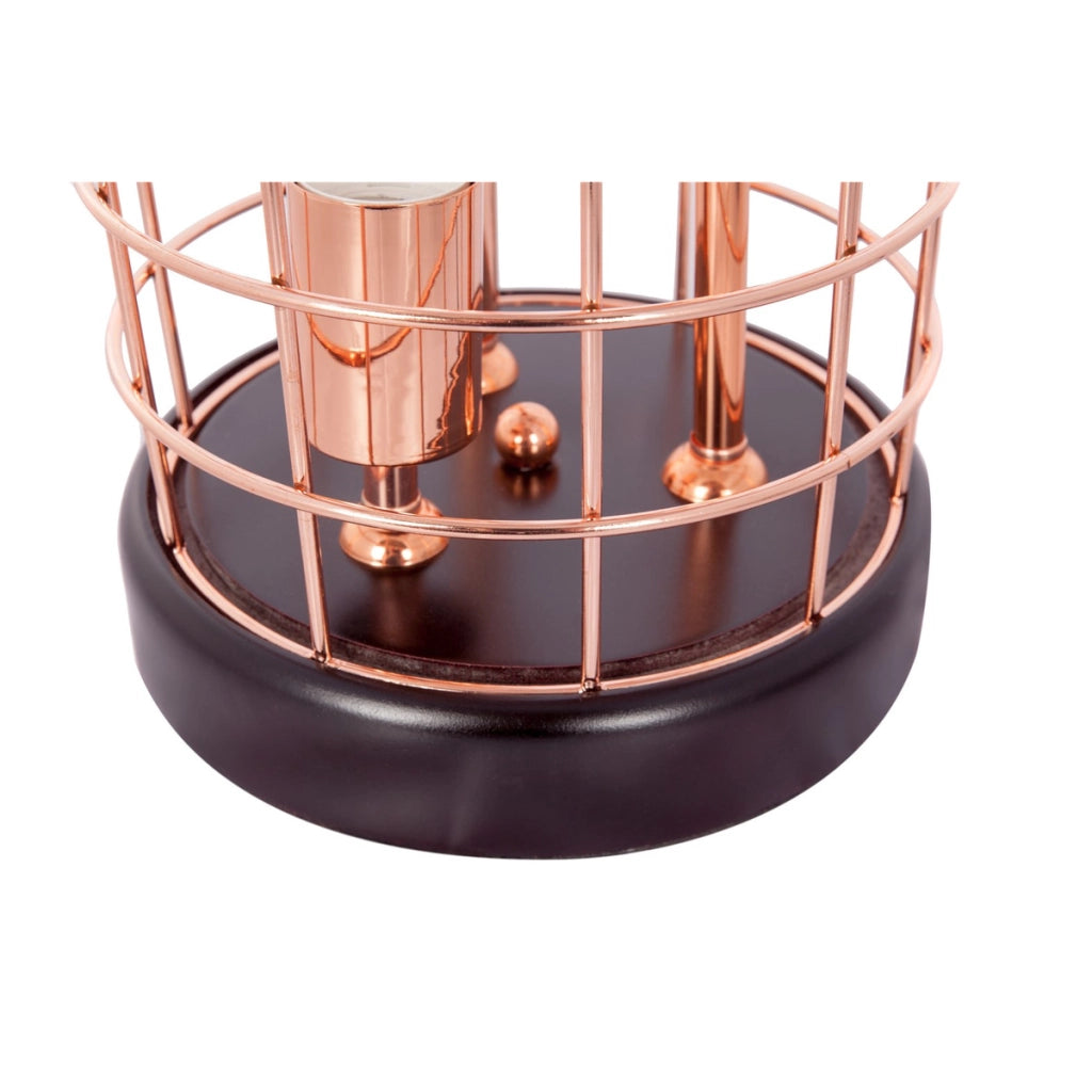 Lampada da tavolo Kepler in rame con design a gabbia