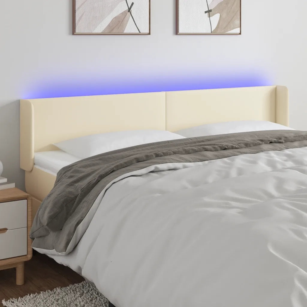 Testiera a LED Crema 203x16x78/88 cm in Similpelle cod mxl 48250