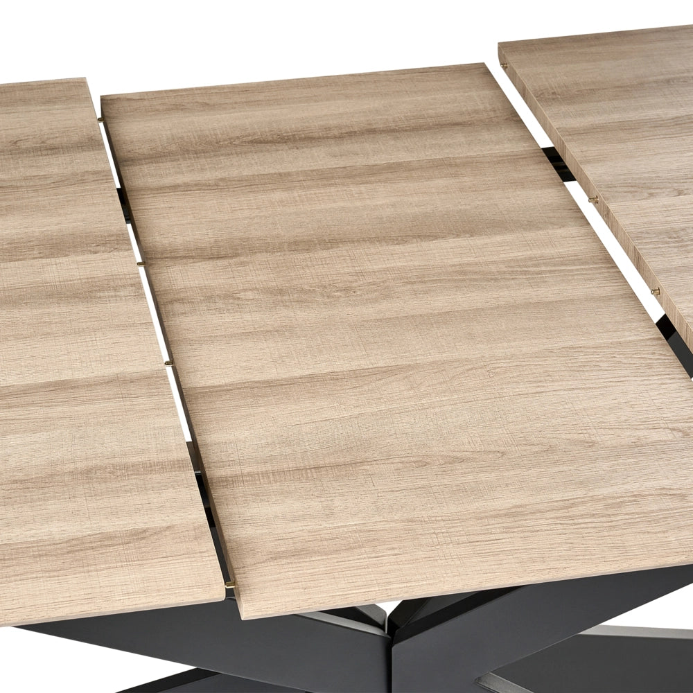 Tavolo da pranzo marrone chiaro con piano in MDF impiallacciato carta 160/200 x 90 cm Gambe in ferro Allungabile Rettangolare
