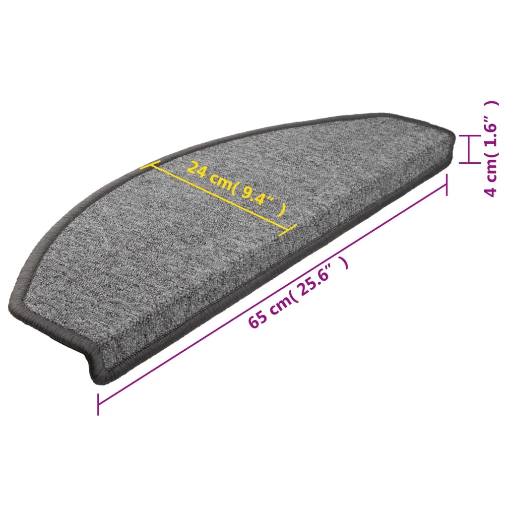 Tappetini per scale 15 pz | Gradini per Scale 65x24x4 cm Grigio scuro Semicircolari Grandi
