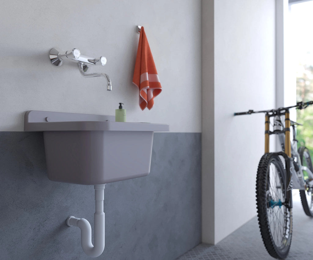 Lavatoio 42x34x24 cm in Polipropilene 11,5l Pilozzo Wash Grigio Lucido