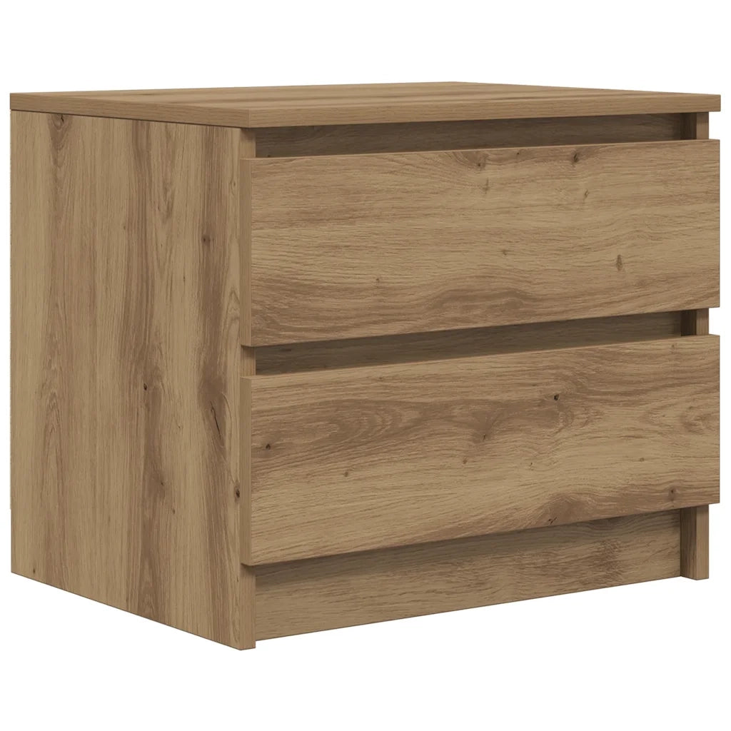 Comodini 2pz Rovere Artigianale 50x40x43.5 cm Legno Multistrato