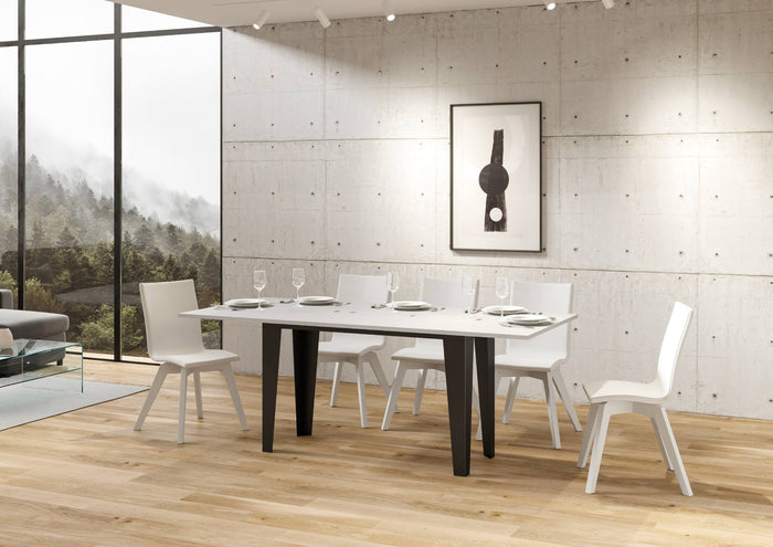 Tavolo Salvaspazio Allungabile 120/200x45/90x80/78 cm Flame Double Bianco Frassino