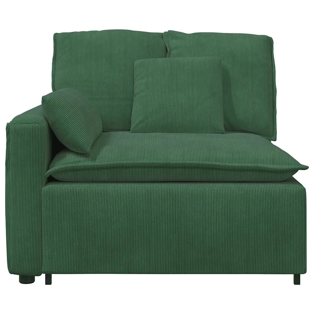 vidaXL Modulo Terminale Bracciolo Divano Modulare con Cuscini Verde Scuro 100 cm