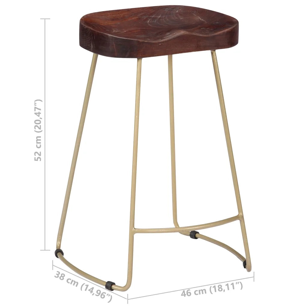 Sgabelli da Bar Gavin 2 pz Legno Massello di Mango cod mxl 73293