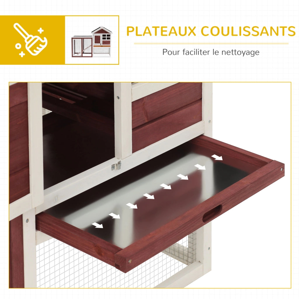 Gabbia per conigli con recinto esterno ¨C zephmum ¨C rosso 123.5x62.6x92.5 cm