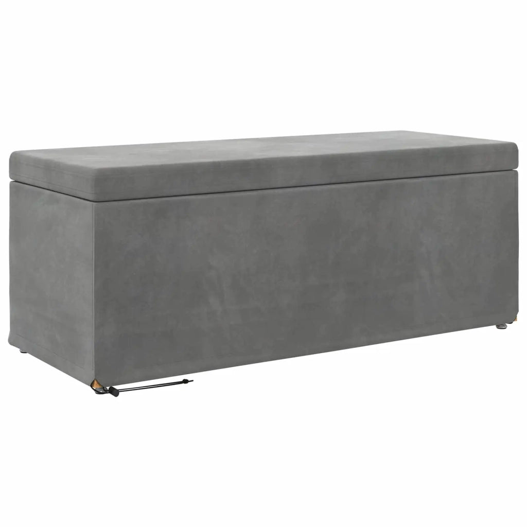 Pouf Grigio scuro Velluto e Legno Ingegnerizzato
