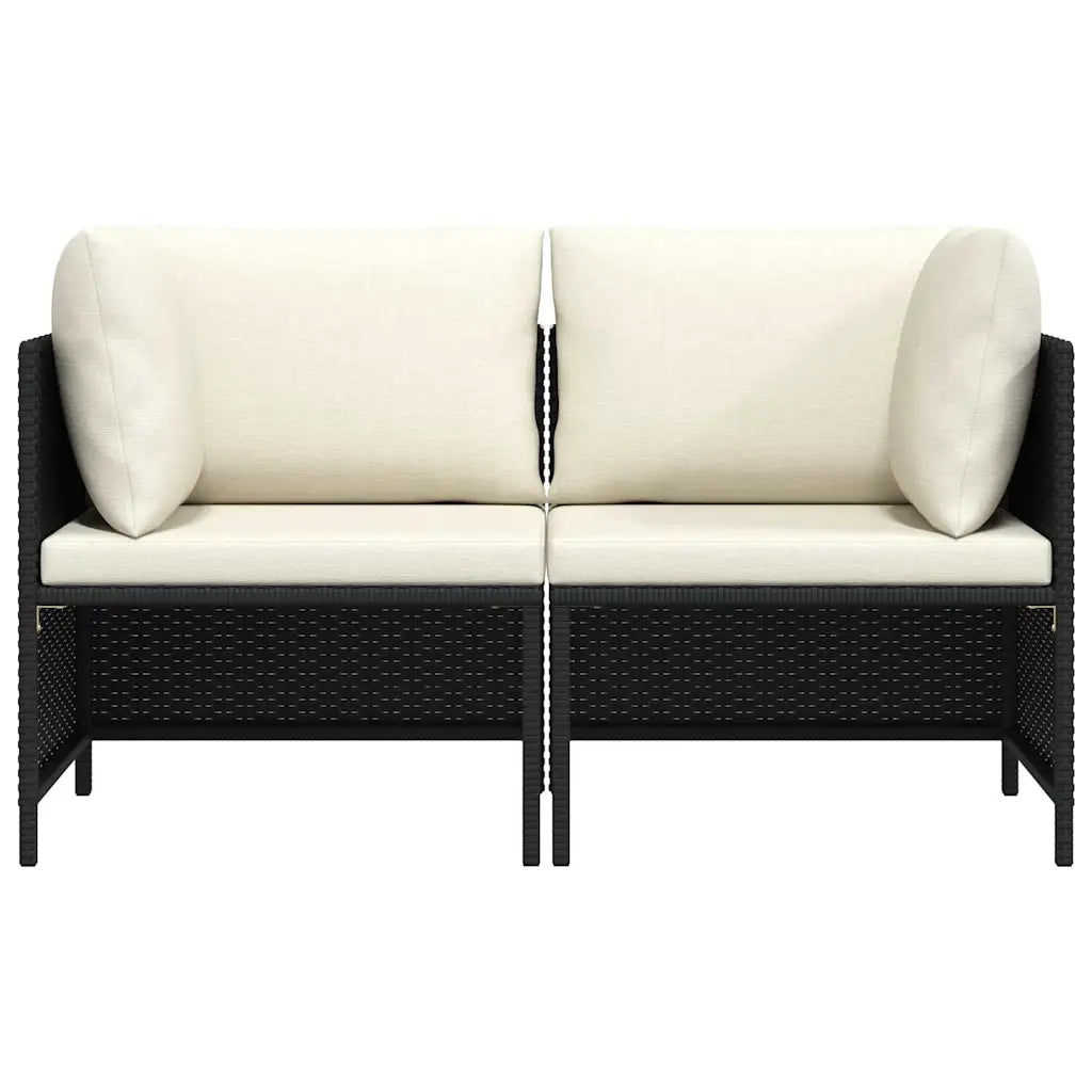Divano da Giardino a 2 Posti con Cuscini in Polyrattan Nero cod mxl 73763