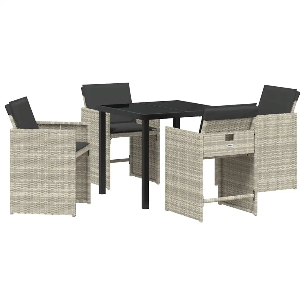 Set da Pranzo per Giardino 5 pcs Grigio chiaro polyrattan