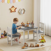TAVOLO per bambini con 2 sedie, set 3 pezzi, grigio, MDF e pino