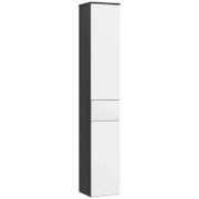 kleankin Colonna Bagno Salvaspazio in Legno con 2 Armadietti e Cassetto, 30x28x180 cm, Nero