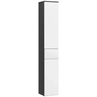 kleankin Colonna Bagno Salvaspazio in Legno con 2 Armadietti e Cassetto, 30x28x180 cm, Nero