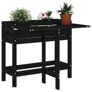 Fioriera da Giardino-Vaso da Esterno-Contenitore per Piante Piano Pieghevole Nera Legno Massello Pino