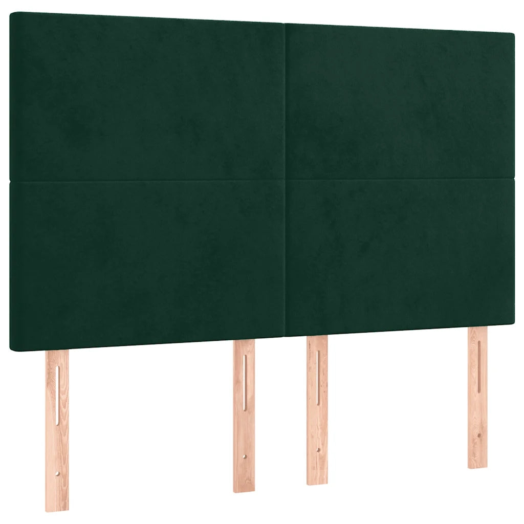 Letto a Molle con Materasso e LED Verde Scuro 140x190cm Velluto 3136002