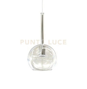 MINIBOL-C Sospensione 1 luce struttura in metallo cromo diffusore colore cristallo in vetro cavo in PVC 400cm. Attacco E14,senza base