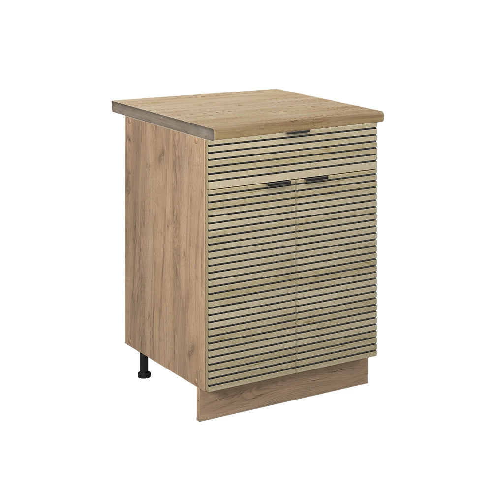 Mobiletto base per cucina Fame-Line Pannello in quercia/Rovere dorato 60 cm con cassetto, PL Rovere Vicco