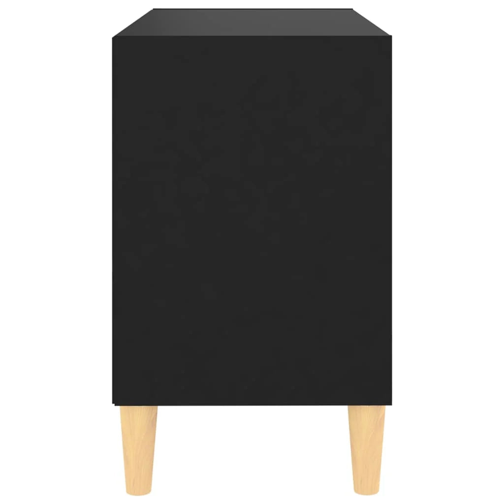 Mobile TV multimediale scaffale TV credenza mobile TV per sala da pranzo soggiorno camera da letto con gambe in legno massello 69,5 x 30 x 50 cm nero 02_0026848