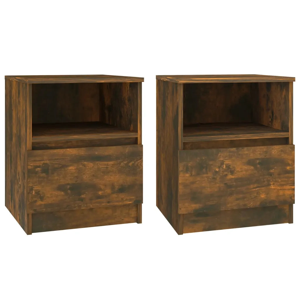 Comodini 2 pz Rovere Fumo 40x40x50 cm in Legno Multistrato 815817