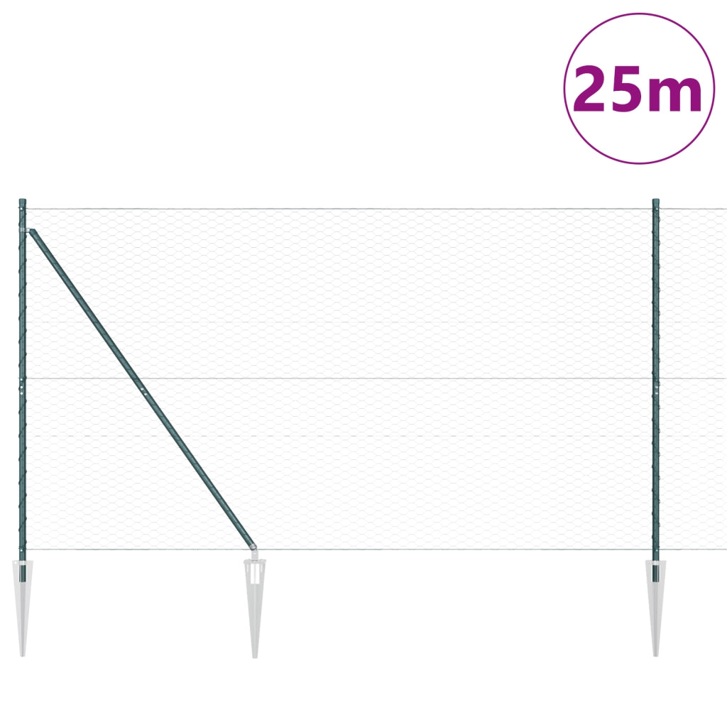 Recinzione Esagonale  Verde 1.6x25 m Acciaio