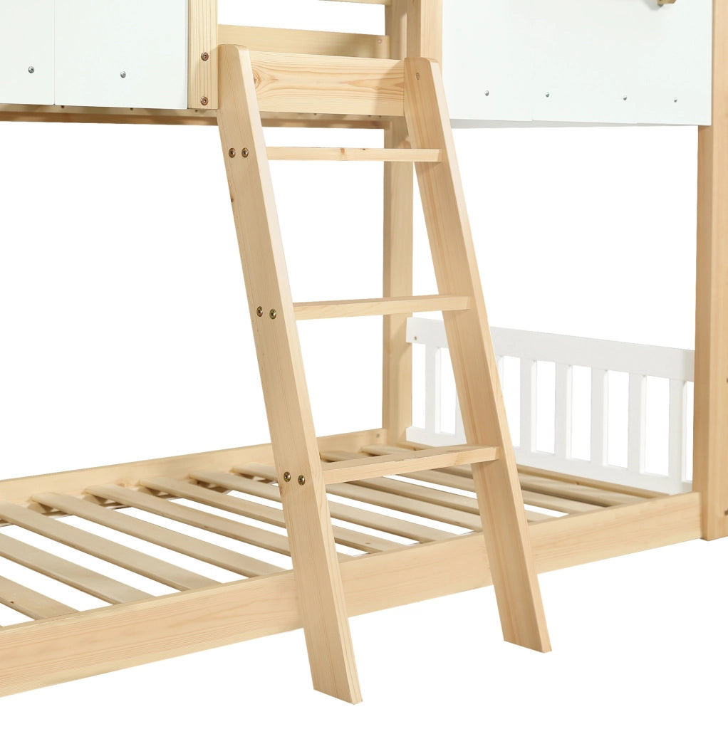 Letto a castello per bambini 90x200 cm con tetto e finestre