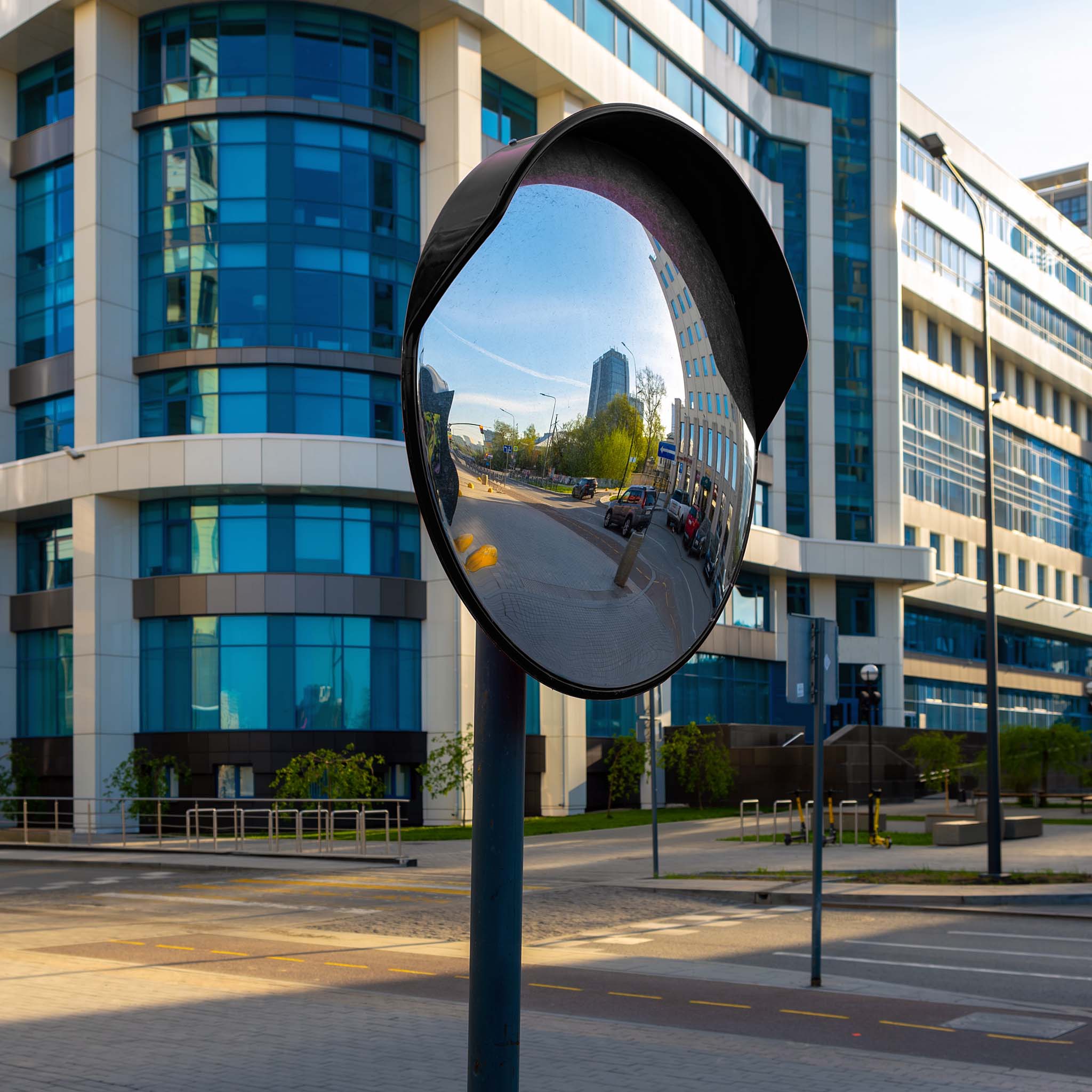 Verkehrsspiegel 75 cm konvex u. Schutzhaube Schwarz