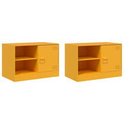 Mobili TV 2 pz | Armadietto TV | Mobile Porta TV Giallo Senape 67x39x44 cm in Acciaio