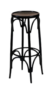 Sgabello bistrot legno laccato nero seduta legno 36x36x72 - Mobili 2G
