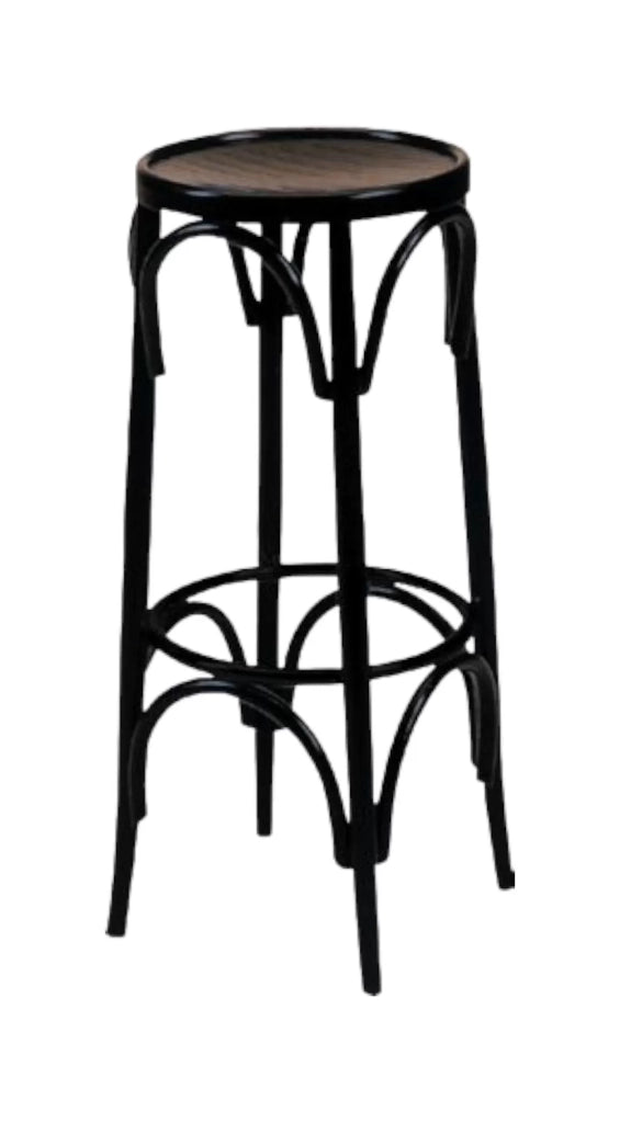 Sgabello bistrot legno laccato nero seduta legno 36x36x72 - Mobili 2G