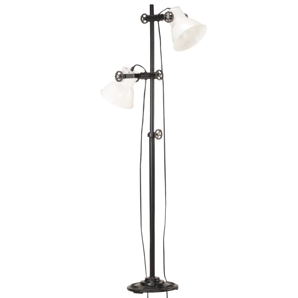 Lampada da Pavimento con 2 Paralumi Bianca E27 in Ghisa cod mxl 72895