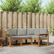 Set di divani da esterno 4 pcs Grigio Naturale e Chiaro
