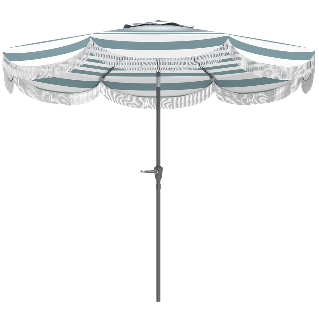Ombrellone da giardino inclinabile 2.7m UPF 30+ ¨C zephmum ¨C 8 baleine blu chiaro e bianco