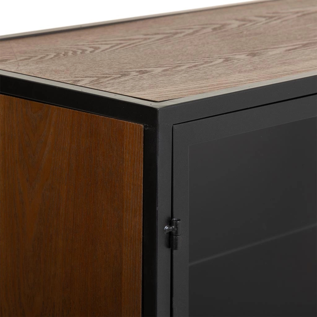 Credenza in legno e metallo bianco 100x35x80h