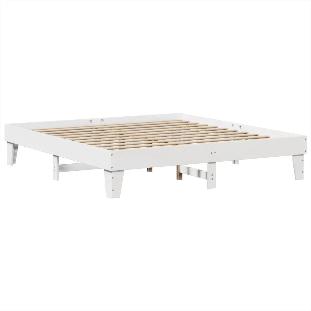 Giroletto senza Materasso-Struttura Letto Bianco 200x200 cm Legno Massello Pino 181829