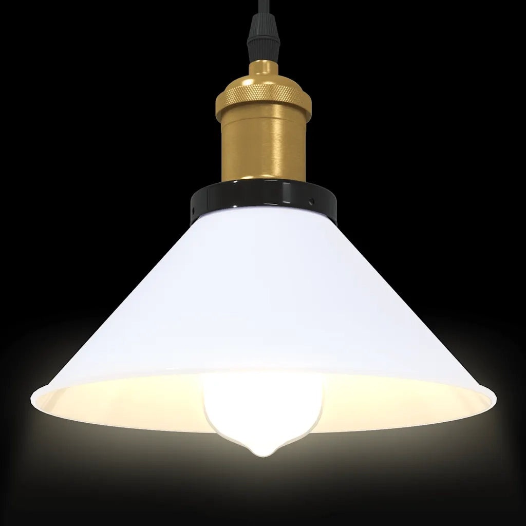 Lampada Sospensione Regolabile E27 Bianco Lucido ?22cm Metallo CFW1324317
