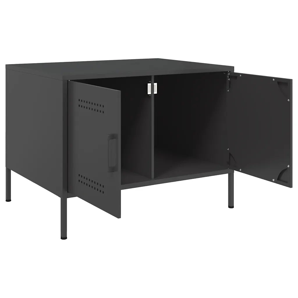 Tavolino da Salotto Nero 68x50x50,5 cm in Acciaio