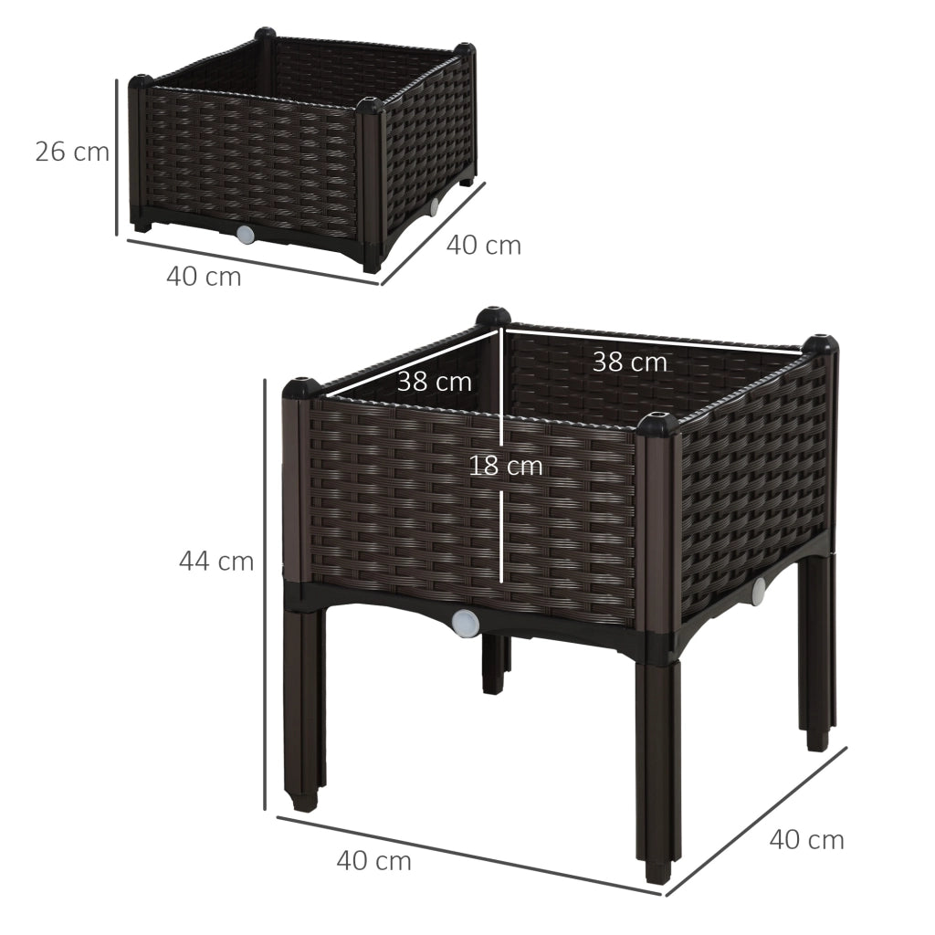 Vaso Quadrato per Giardino ¨C zephmum ¨C 40x40x26 cm Marrone