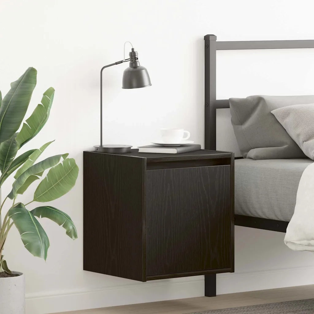 Comodino | Armadio da Notte | Mobiletto da notte a Muro Rovere Nero 38x34x40 cm